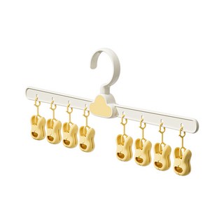 旋轉曬衣架 小型 多功能衣架, 1個, 雲朵黃