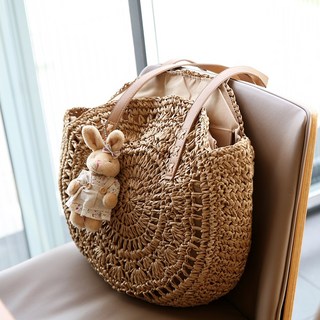 LULU BAG 麥稈編織圓形大款草編肩背包