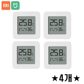샤오미 4개입 미지아 2세대 블루투스 온습도계 LCD 온도계 습도계스마트 APP 연동, 4개