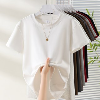 白色圓領短袖T恤，夏季薄款純色打底衫