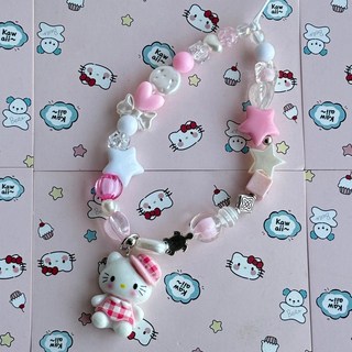 [헬로키티 스트랩] 산리오 열쇠고리 키링 키링인형 폰고리 휴대폰고리 백참 가방고리 폰꾸 미니키링 핸드폰스트랩 폰스트랩, 핑크 키티, 1개
