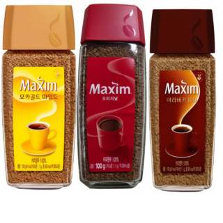 <꾼들>맥심 모카골드 100g병+맥심 오리지날 100g병+아라비카 100g병+ 루카스나인 시그니처 라떼 1T, 100g