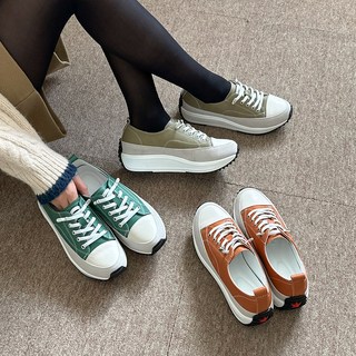 슈리오 여성 컬러 소가죽 키높이 스타 캔버스화 5cm