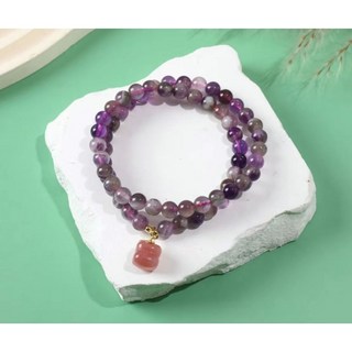 玉髓 瑪瑙 紫水晶 雙圈手鍊, 1個