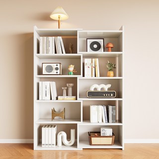 KURUA 거실수납책장 길이조절 회전책장 책꽂이, 5단, 흰색