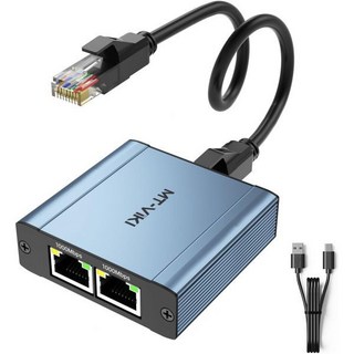MT-VIKI Ethernet Splitter 1 to 2 High Speed 1000Mbps Gigabit Dual RJ45 Adapter for Cat5/5e/6/7/8, 1개