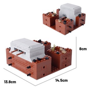 二戰軍事基地積木 MOC軍事戰爭廢墟人仔中古場景基地要塞堡壘小顆粒積木兼容 軍事積木 二戰 系列, 1個, 要塞堡壘 264PCS
