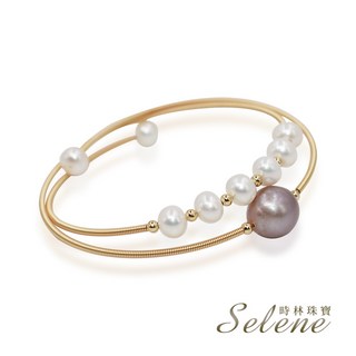 【Selene】時尚設計珍珠雙圈手鍊(限量設計款)，優雅珍珠，雙圈設計，百搭時尚