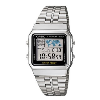 CASIO經典復古方型電子錶 世界時間地圖 中性款 公司貨保固