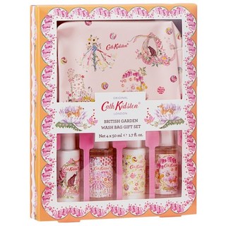 Cath Kidston British Garden 旅行用沐浴乳 50ml 2款 + 身體乳 50ml 2款 + 盥洗收納包組合, 1套