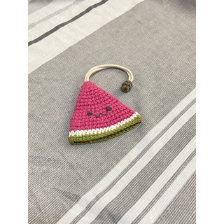 手工針織卡通造型鑰匙包 可愛動物西瓜鑰匙收納包