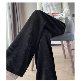 Cavensi 加厚雪尼爾闊腿褲女 S-4XL 大尺碼高腰寬褲 鬆緊抽繩拖地褲 秋冬保暖長褲