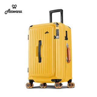 亞諾納 護甲溜溜前開式運動河馬箱 25吋 29吋 行李箱 靜音五輪設計 TSA海關鎖, 可達黃,25吋（無杯架）