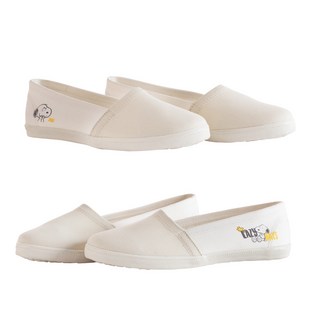 SNOOPY史努比小白鞋 懶人穆勒鞋 平底帆布鞋 女鞋 親子鞋-白