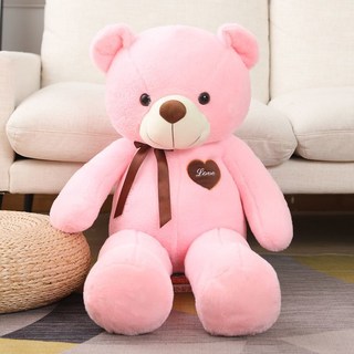 泰迪熊公仔抱抱熊大號毛絨玩具娃娃睡覺抱枕生日禮物, 1個, 粉色抱熊-可代寫賀卡全長60厘米左右