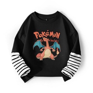 小皮童裝 寶可夢 長袖 假兩件 春秋裝 皮卡丘 暴鯉龍