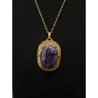 紫晶之華項鍊 （含框長約25mm寬約18mm）紫龍晶，能量水晶，提升專注力，舒緩壓力, 1個