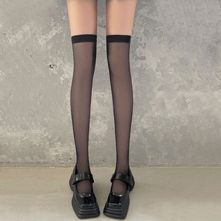 長筒絲襪 過膝高筒大腿襪 黑絲 甜美可愛 蝴蝶結 Lolita JK, 1個, 黑絲基礎款60-140斤