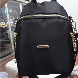 素面牛津布防潑水後背包 - 黑色