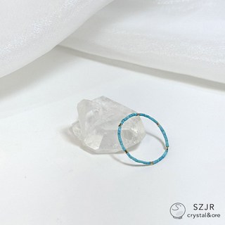 石至晶日 SZJR 手工綠松石串珠尾戒，1mm極細管珠線戒，精緻水晶串珠戒指