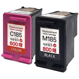 (800매 특대용량 세트) INK-M185 잉크 INK-C185 호환 SL-J1680 J1683 J1685 J1780W J1780DW J1785W M185XL C185XL 라온잉크, 1세트, 검정+컬러