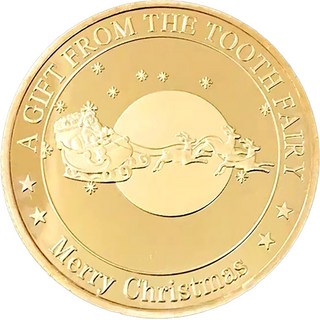 牙仙子金幣 星座金幣 鍍金紀念幣 兒童換牙禮物 許願幣 20款, 聖誕快樂-牙仙子金幣, 1個