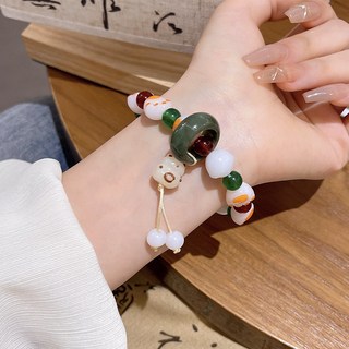 鴻利首飾廠 福運貓爪可愛手串 網紅盤玩手鏈 文玩繞指柔炭燒閨蜜甜美串珠手飾品, HSLS543, 1個