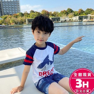 梨卡 兒童泳衣 男童鯊魚套裝 短袖泳衣 沙灘度假泳裝 CH699【現貨24H】