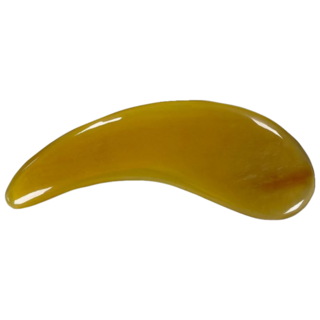 牛角月眉形刮痧板 黃色 臉部身體按摩刮痧工具 輕巧便攜 10.5x3.5公分, 1個
