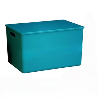 日系簡約帶蓋收納盒 純色玩具衣物整理箱, 綠色, 1個