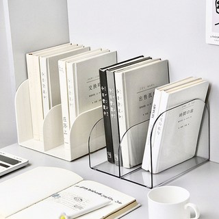 2단 북엔드 책꽂이 라운드 책상정리 북홀더 북스탠드 북엔드 책 지지대, 화이트