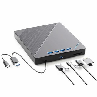 생활활력소 7in1 외장 USB 3.0 ODD CD/DVD RW 멀티 외장형 C타입 젠더 세트 cd리더기 usb허브, 1개