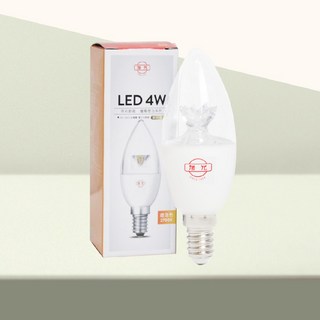 旭光LED 4W尖清蠟燭燈泡E14燈頭節能省電適用於吊燈壁燈, 2700K 燈泡色, 1個
