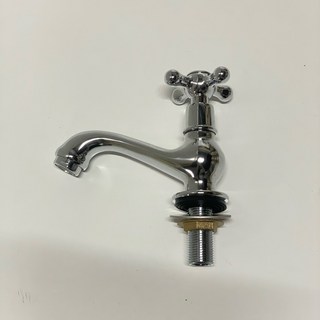 臉盆水龍頭 小單孔 銅器花柄立栓 出水加長設計, 1個, E三角牌十字立栓,立栓全配件（壁排）