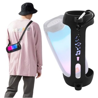 호환 JBL 펄스4 케이스 커버 파우치 실리콘 젤리 어깨끈 포함 3컬러 PULSE4, 블랙