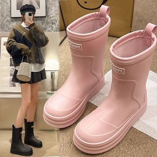 安可拉紅雨鞋 女士成人洋氣加絨防滑防水高顏值軟膠鞋
