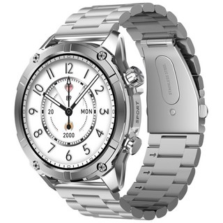 와피크 아웃도어 블루투스 스마트워치 Y7 1.43인치 GPS 방수방진 스포츠워치, GPS + 블루투스, 3.9cm, 실버