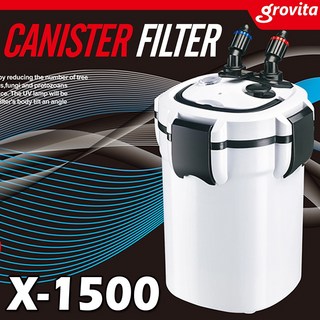 그로비타 외부여과기 X-1500 / 수족관 어항 수조 필터 수질정화 청소 환수 물갈이 구피 열대어 큐큐 필그린, 1개