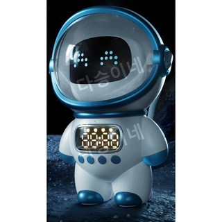 우주인 스마트 블루투스 스피커 알람 시계 홈 크리에이티브 라디오 TF 카드 FM 시계 AI 스마트 인터컴 스피커, 흰색