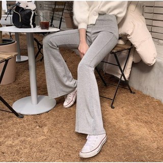 台灣賣家韓妞最愛車線微喇叭彈性棉質高腰休閒喇叭褲 寬褲 休閒長褲