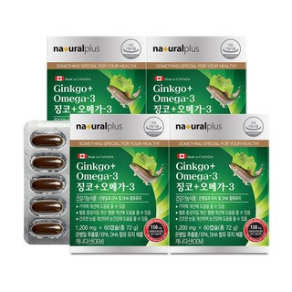 내츄럴플러스 차태현 징코 오메가3 60캡슐 / 은행잎추출물 혈행 기억력개선, 60정, 4박스