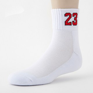 老船長6012籃球神奇23號毛巾氣墊運動中統襪, 白色, 12個