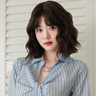 키라비 여성 가발 통가발 웨이브 단발가발 가르마 35cm DTF0152-3, 통가발: DTF-0152-3(브라운블랙), 1개