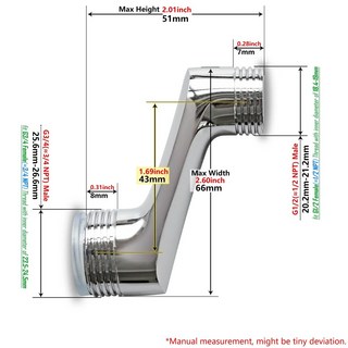 편심 어댑터 G1/2 Male x G3/4 Male 거리 증가 커넥터 혼합 밸브 샤워 꼭지 용 더 긴 각도 변경, M07, G1I2 M to G3I4 M, 4개