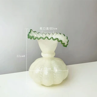 중세 펜튼 스타일 호박 모양 수제 유약 꽃병 프랑스 레트로 테이블 장식품, 03 Milky jade yellow