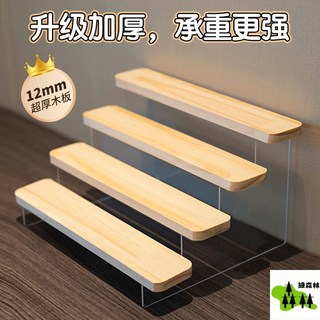 公仔盒/盲盒/飾品展示架 亞克力階梯收納架 桌面置物架 手辦支架 多層加寬展示臺, 1個, 三層,20CM寬