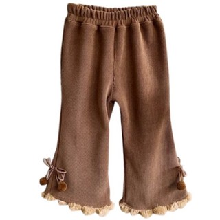 萱寶媽咪baby童裝館 韓版兒童秋冬薄款喇叭長褲 女童燈芯絨蝴蝶結休閒長褲 中大童百搭長褲