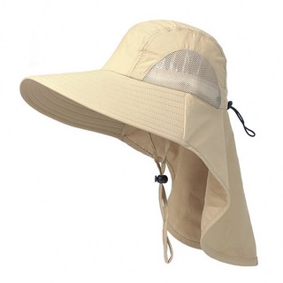 자외선 차단 햇빛가리개 챙넓은 낚시모자, 베이지