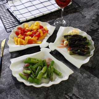 餐具套裝 可愛餐具 陶瓷餐具 陶瓷碗 喫飯碗純白陶瓷菜盤子商用餐廳酒店盤創意家用不規則微波爐盤子套裝組閤, 1個, 10英寸扇形【3個】