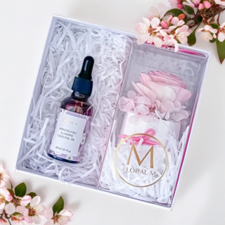 Floral M 法國鄉村玫瑰香氛擴香花禮盒組 含30ml香氛油, 1組, 英國梨小蒼蘭